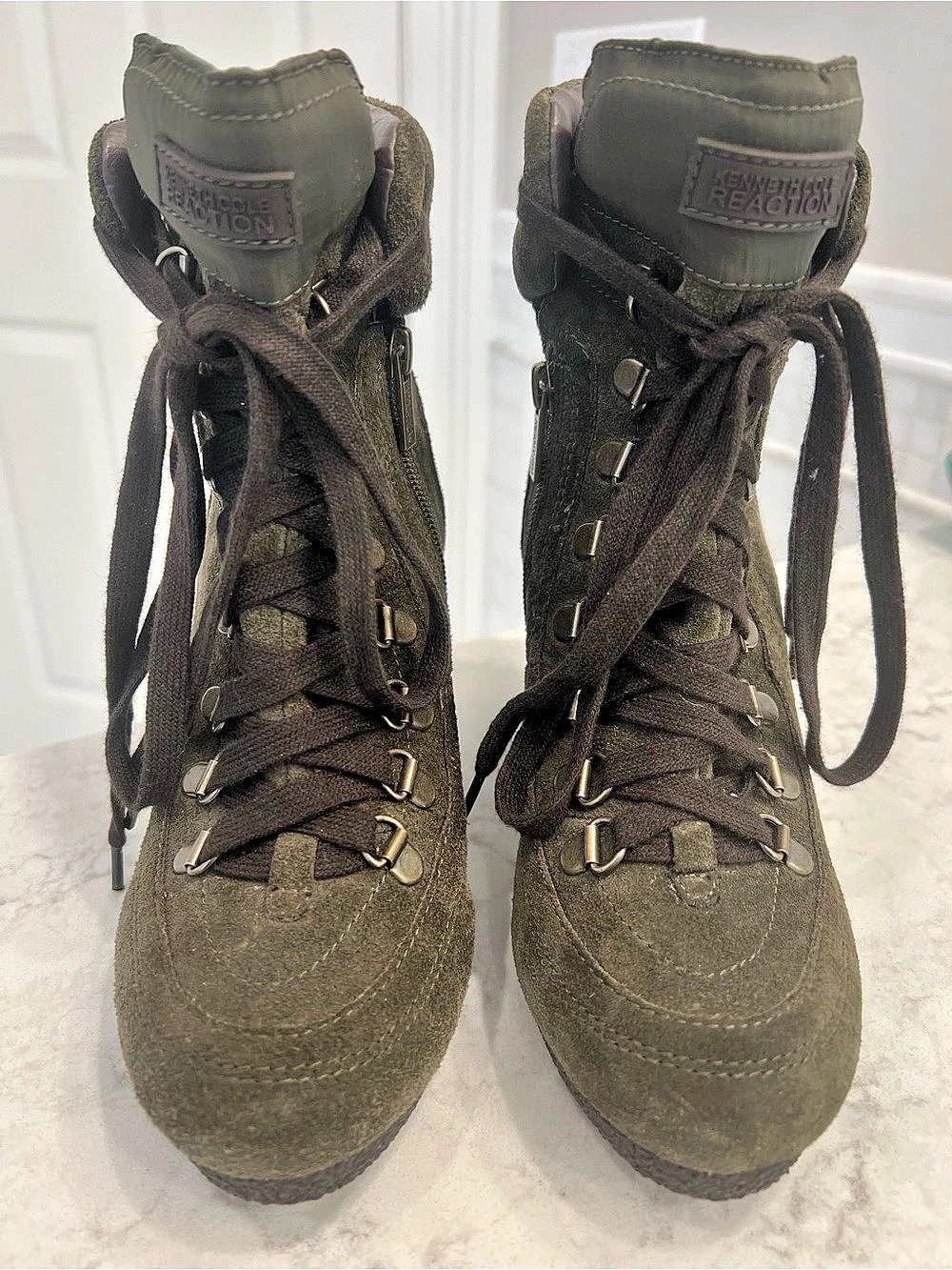 Reaction by Kenneth Cole Wedge Ankle Boots in Green